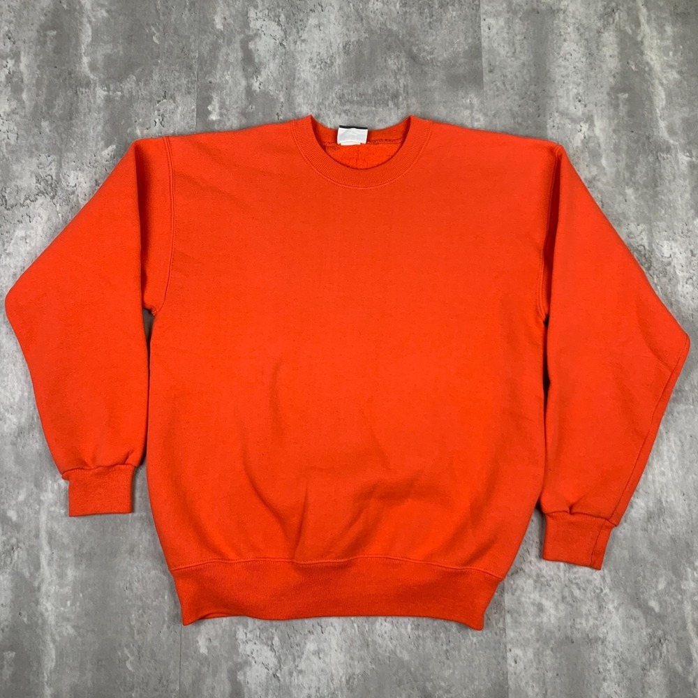 Vintage Lee‎ Blank Sweatshirt Mens Medium Orange Sturdy Sweats Long Sleeve USA